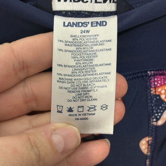 Lands End Swim Shorts Womens Purple Blue Floral 24W Quick Dry Stretch Pockets - Picture 4 of 7